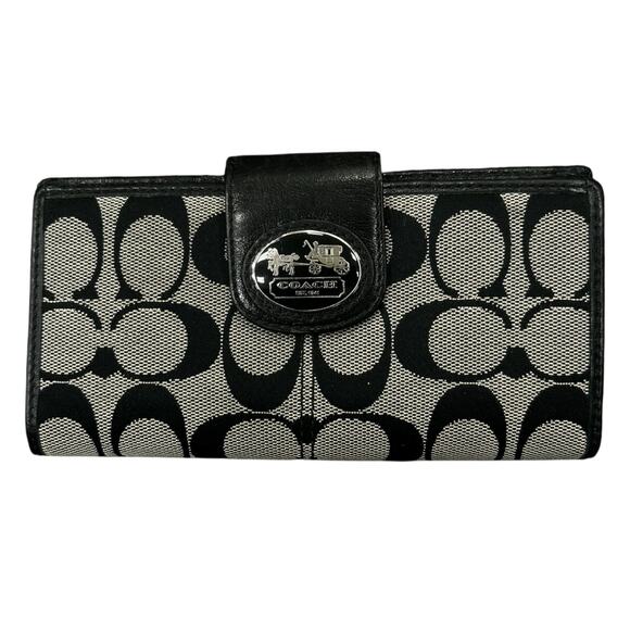 VTG Coach Signature Canvas Jacquard with Snap Closure in Gray and Black - Picture 1 of 5